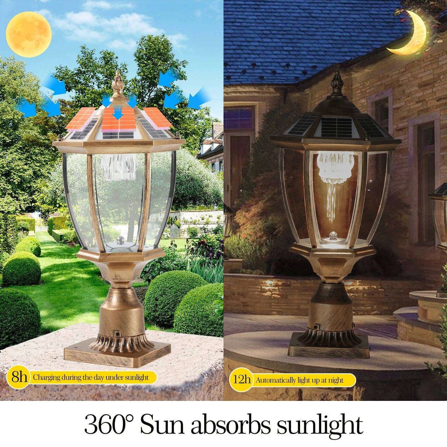 Soluna - Vintage Solar LED Post Light - Waterproof Outdoor Lamp