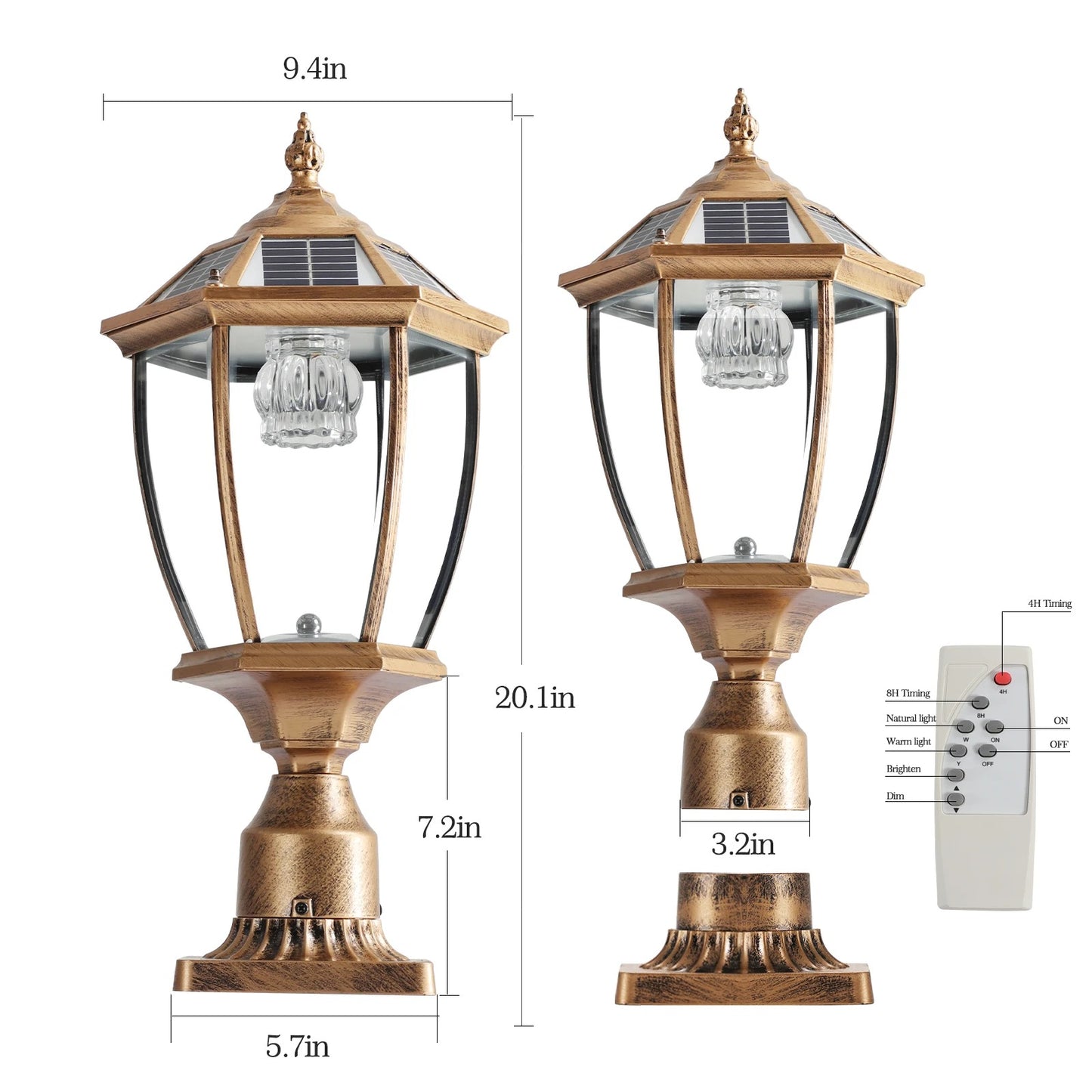Soluna - Vintage Solar LED Post Light - Waterproof Outdoor Lamp