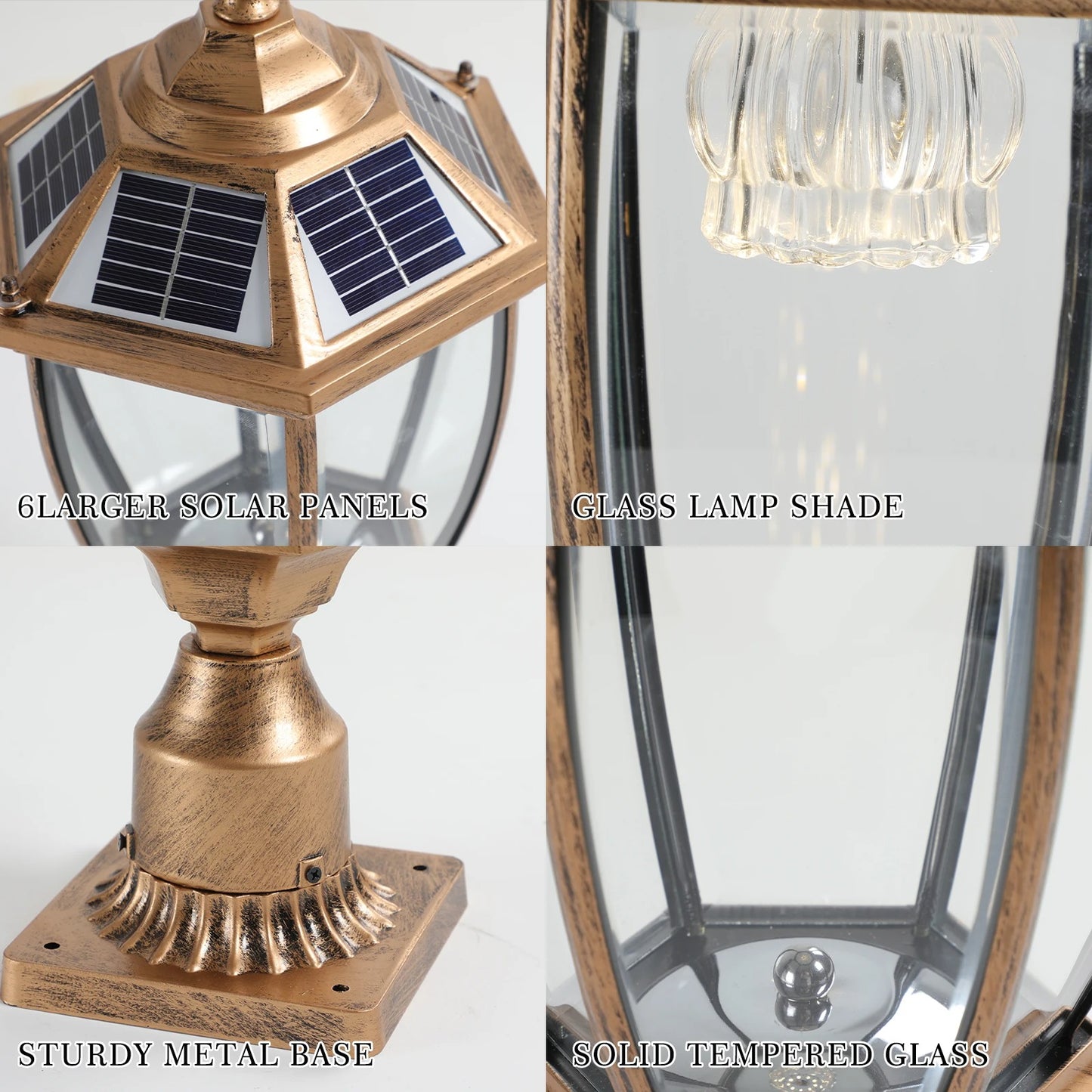 Soluna - Vintage Solar LED Post Light - Waterproof Outdoor Lamp