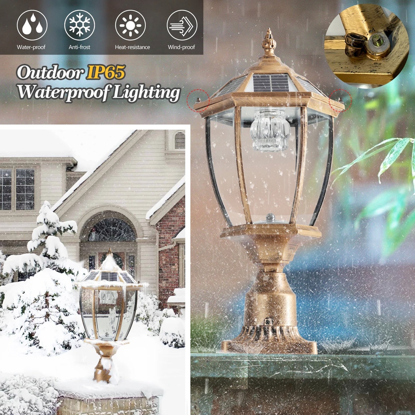 Soluna - Vintage Solar LED Post Light - Waterproof Outdoor Lamp