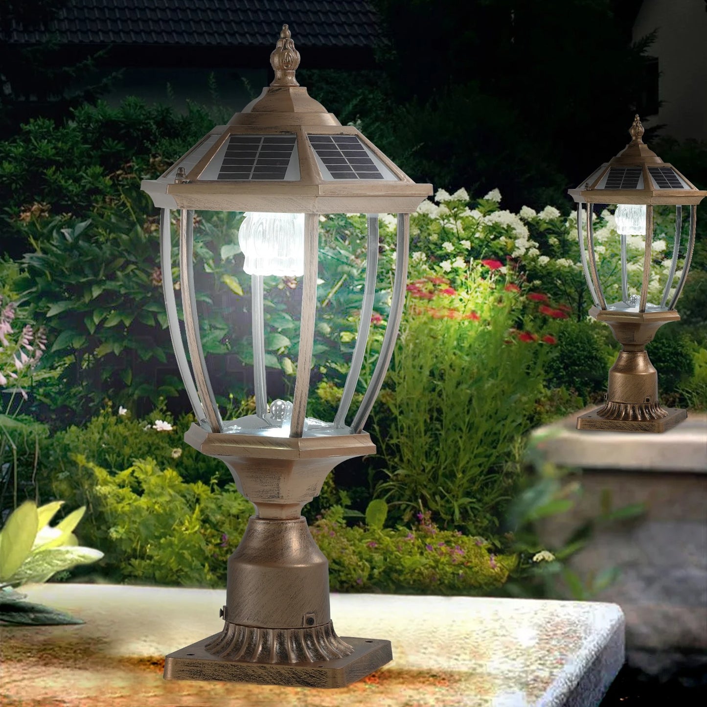Soluna - Vintage Solar LED Post Light - Waterproof Outdoor Lamp