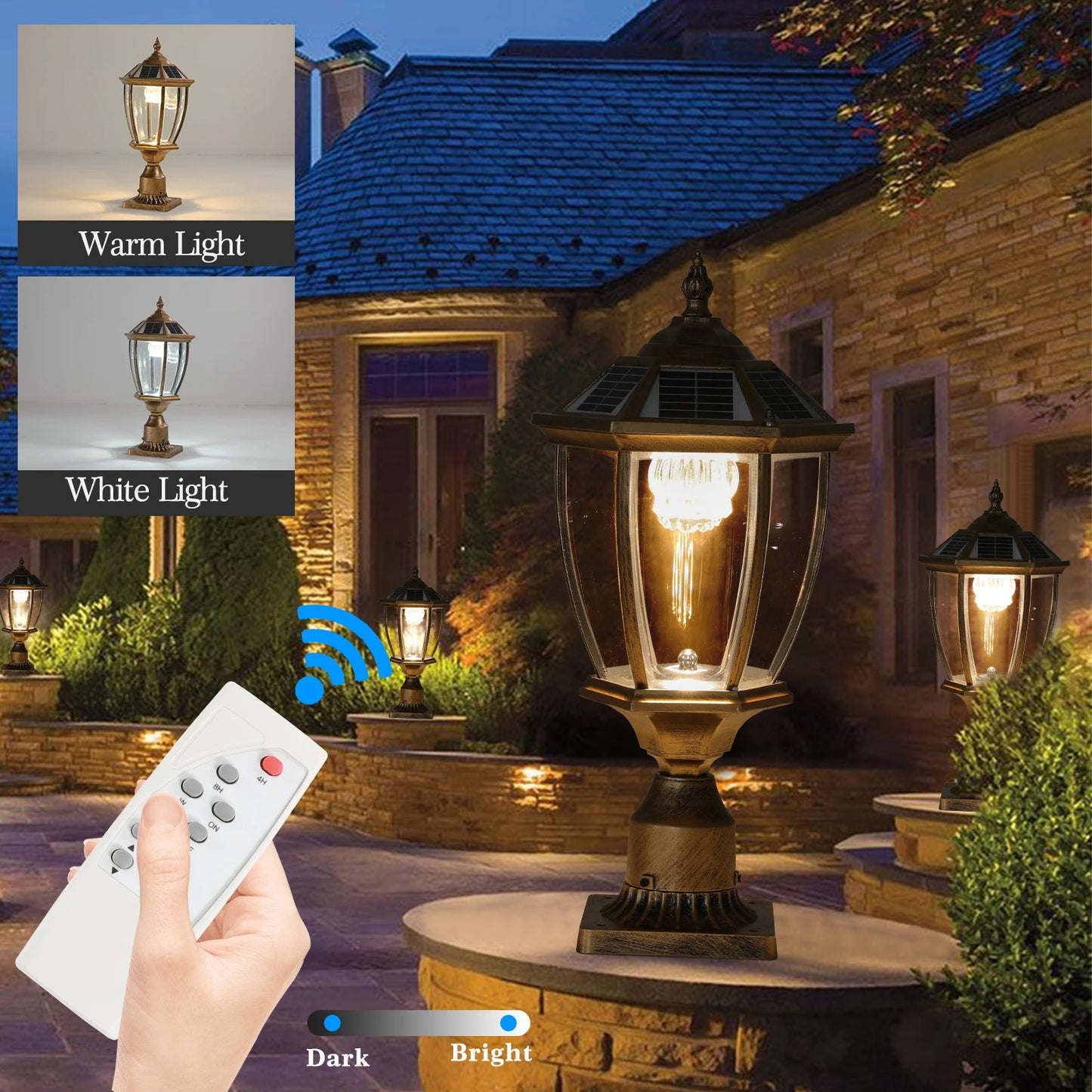 Soluna - Vintage Solar LED Post Light - Waterproof Outdoor Lamp