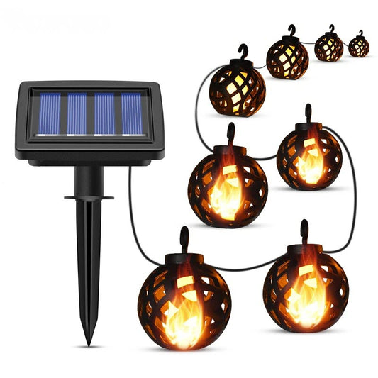 SparkleGlow Solar Flame String Lights - Waterproof Outdoor Patio & Garden Decor