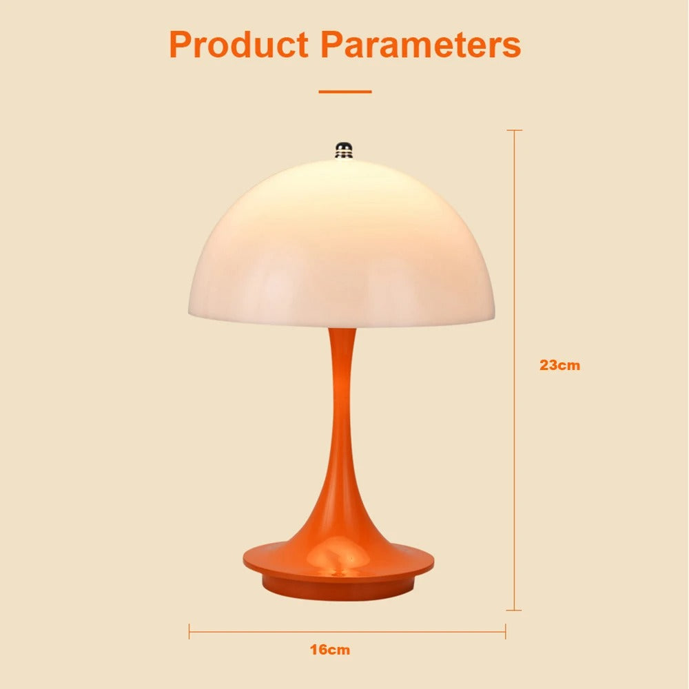 Stelo - Nordic Modern Mushroom LED Table Lamp, Wireless & Rechargeable