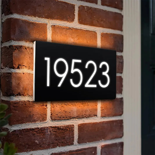 Minimalist Personalized Stainless Steel Backlit House Number Sign - Waterproof