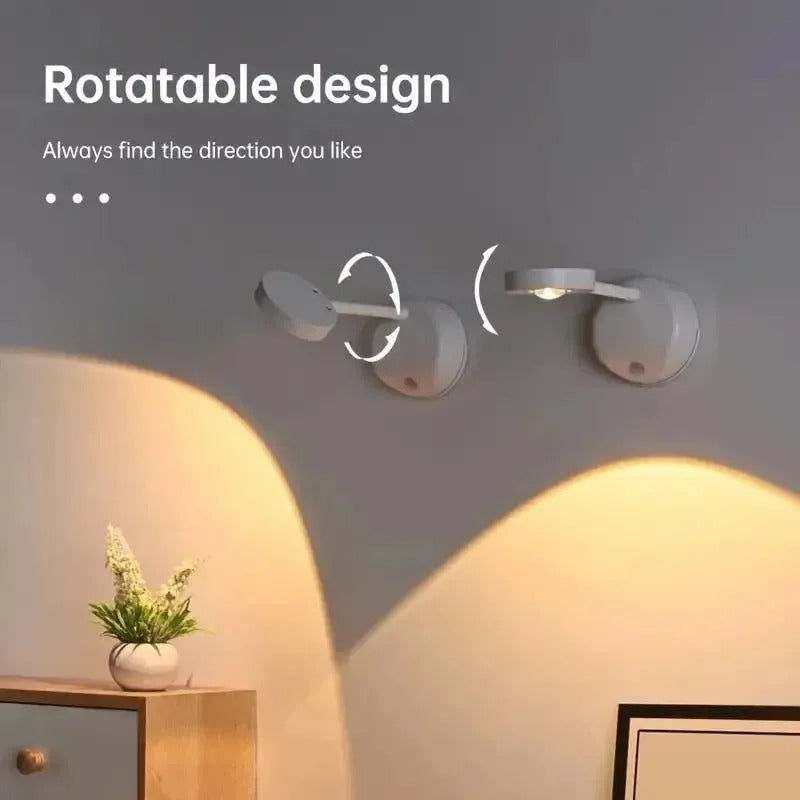 USB Rechargeable Wireless Wall Light - Rotatable Dimmable LED Spotlight with Motion Sensor for Lighting Paintings, Pictures