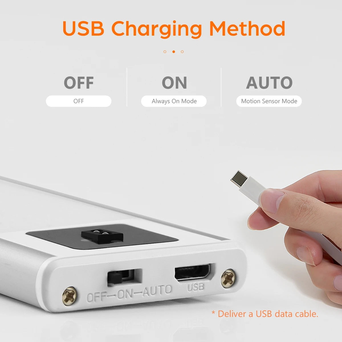 Ultra-thin USB Rechargeable LED Cabinet Light with Motion Sensor - Aluminum Portable Night Lamp