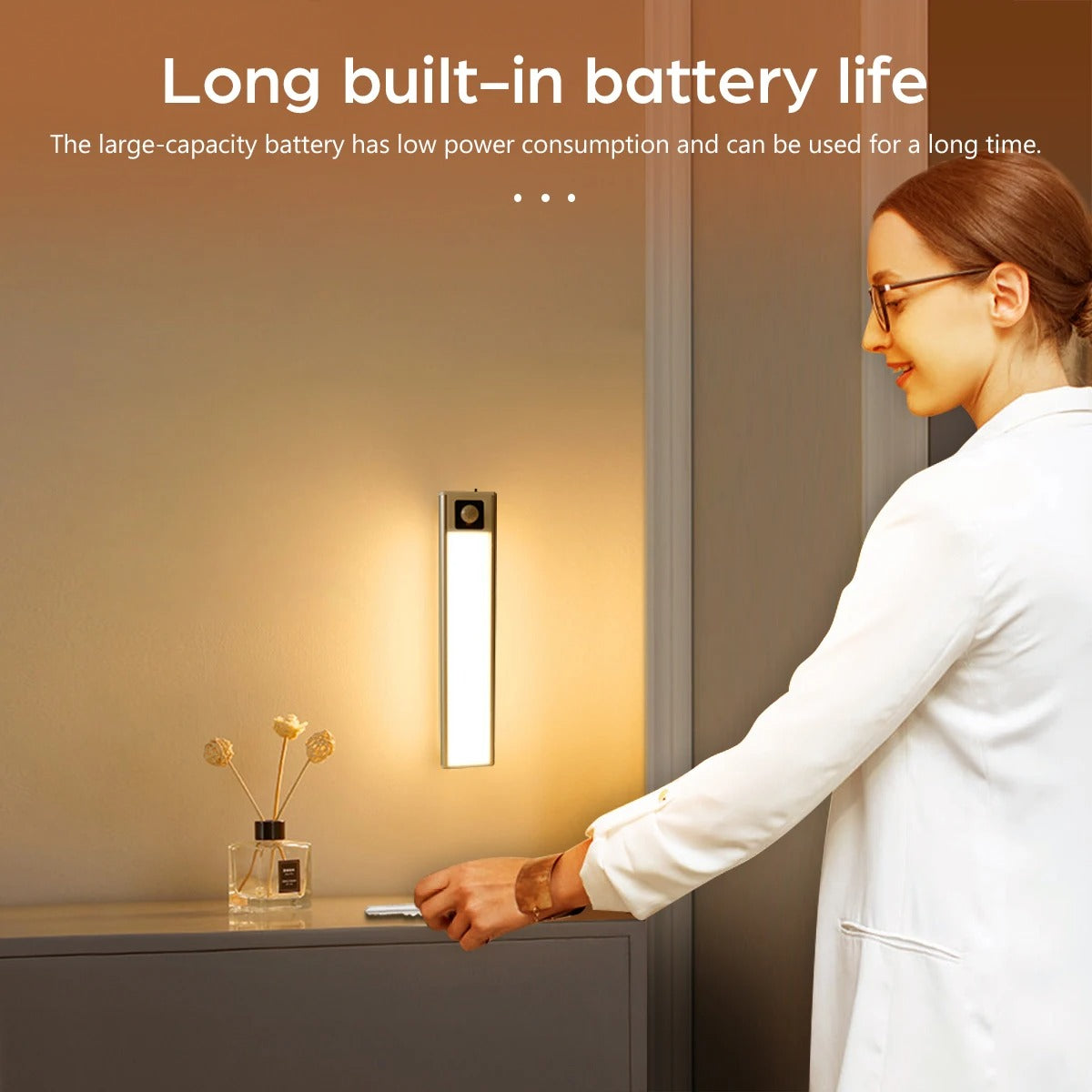 Ultra-thin USB Rechargeable LED Cabinet Light with Motion Sensor - Aluminum Portable Night Lamp