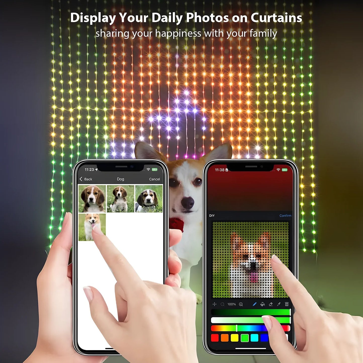 VibeCurtain - Smart RGB Curtain Fairy Lights with Music Sync