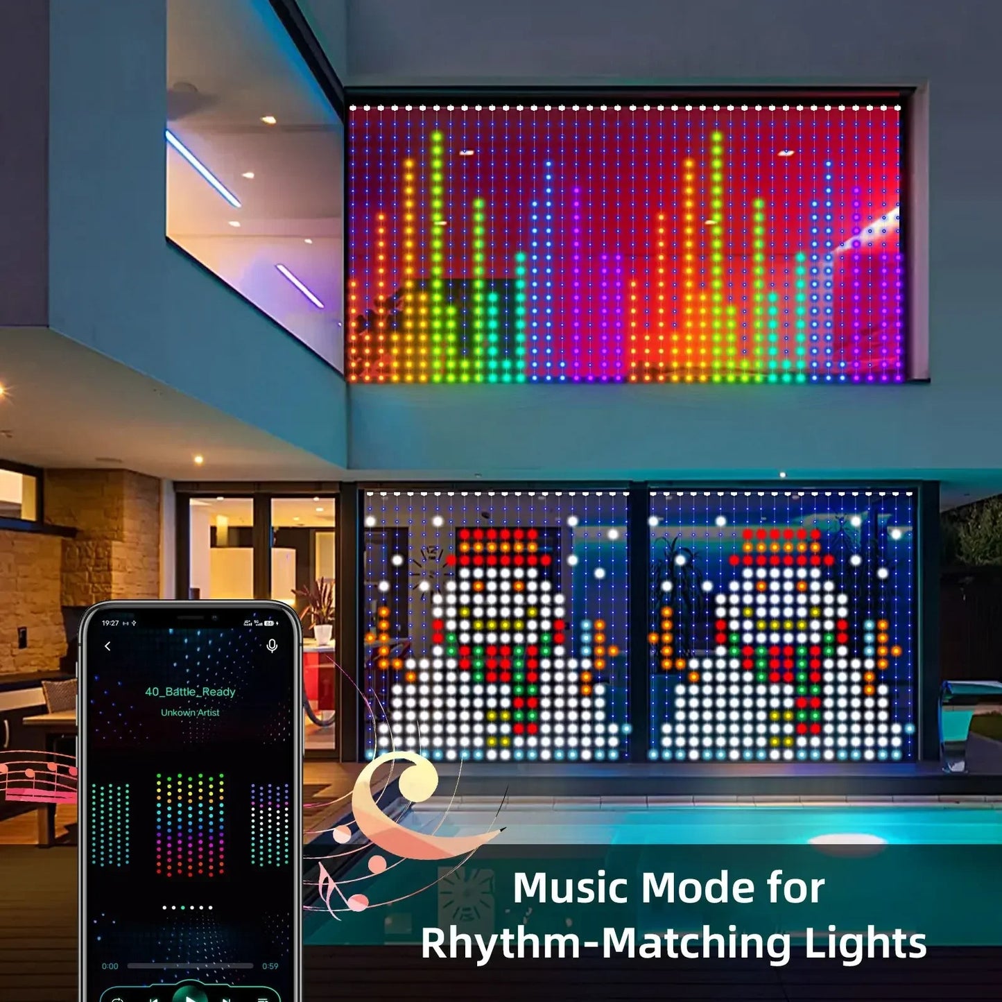 VibeCurtain - Smart RGB Curtain Fairy Lights with Music Sync