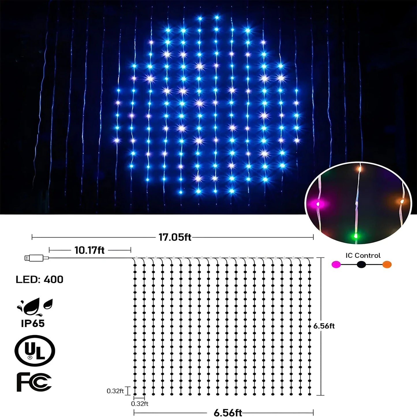 VibeCurtain - Smart RGB Curtain Fairy Lights with Music Sync