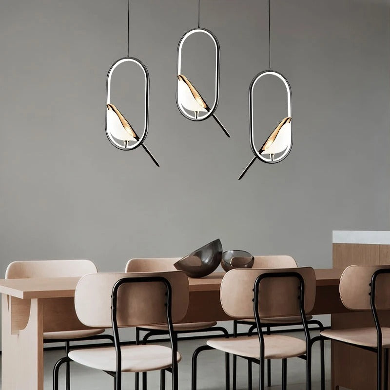 WhimsyNest Magpie Bird LED Pendant Light for Bedroom