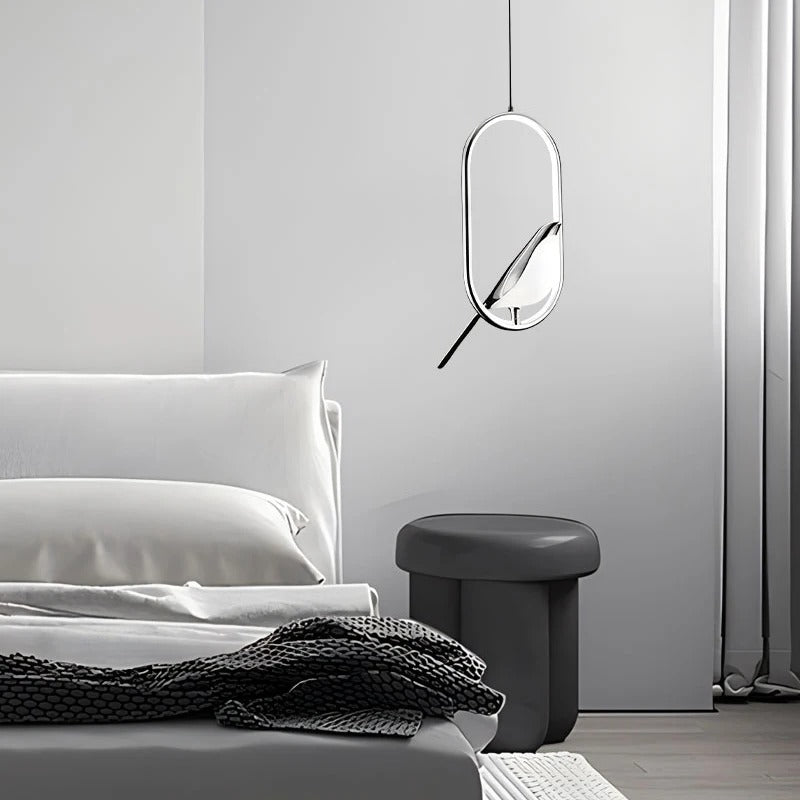 WhimsyNest Magpie Bird LED Pendant Light for Bedroom