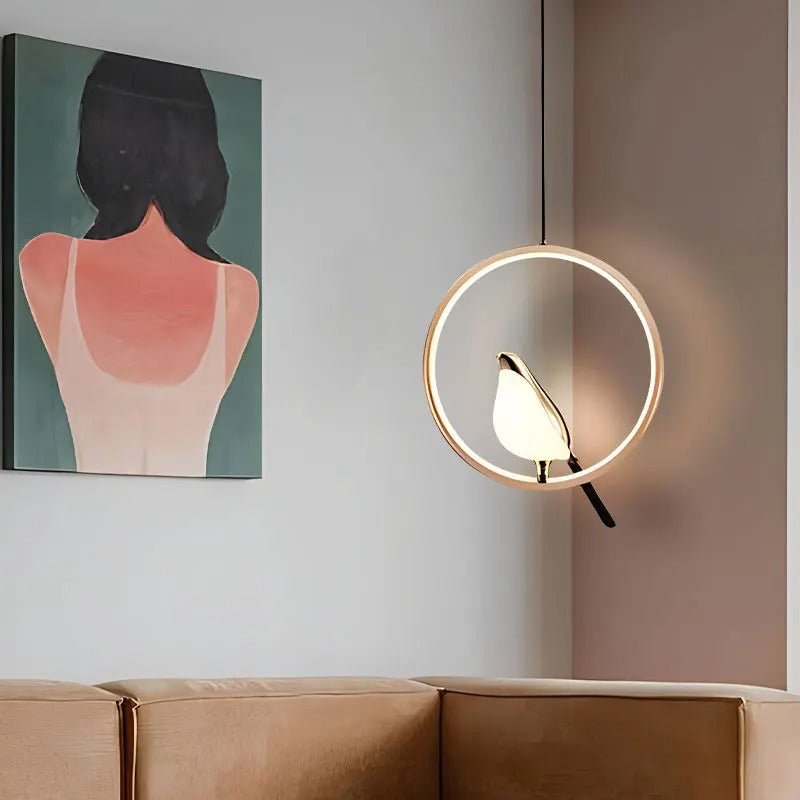 WhimsyNest Magpie Bird LED Pendant Light for Bedroom
