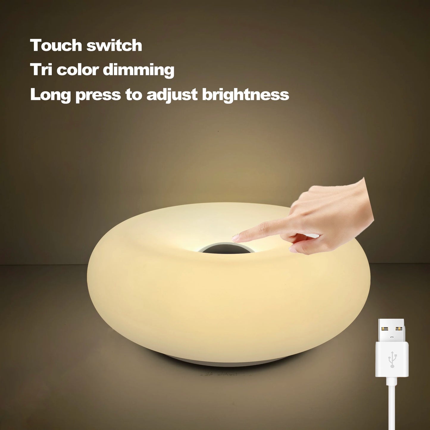 Luminos Donut USB Table Lamp - Bauhaus Style Bedside Ambient Light