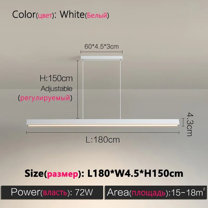 LumiStyle - Modern LED Long Strip Chandelier Lamp