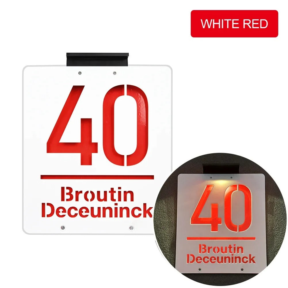 Customized 3D Solar Outdoor Door Plate - Personalized LED Light Illuminated House Number & Address Sign