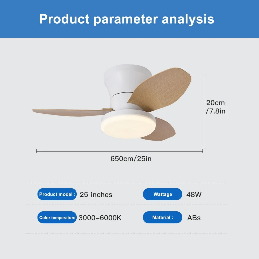 Nordic Essence Modern LED Ceiling Fan Light for Bedroom & Dining Room