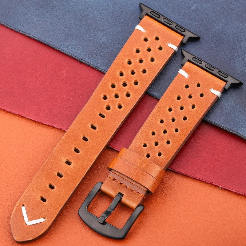 LuxeCraft - Genuine Leather Watch Strap for Apple Watch Series SE & 4–7