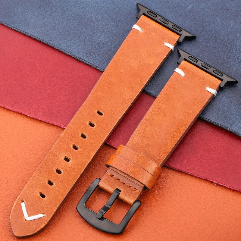 LuxeCraft - Genuine Leather Watch Strap for Apple Watch Series SE & 4–7