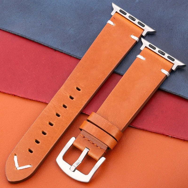 LuxeCraft - Genuine Leather Watch Strap for Apple Watch Series SE & 4–7