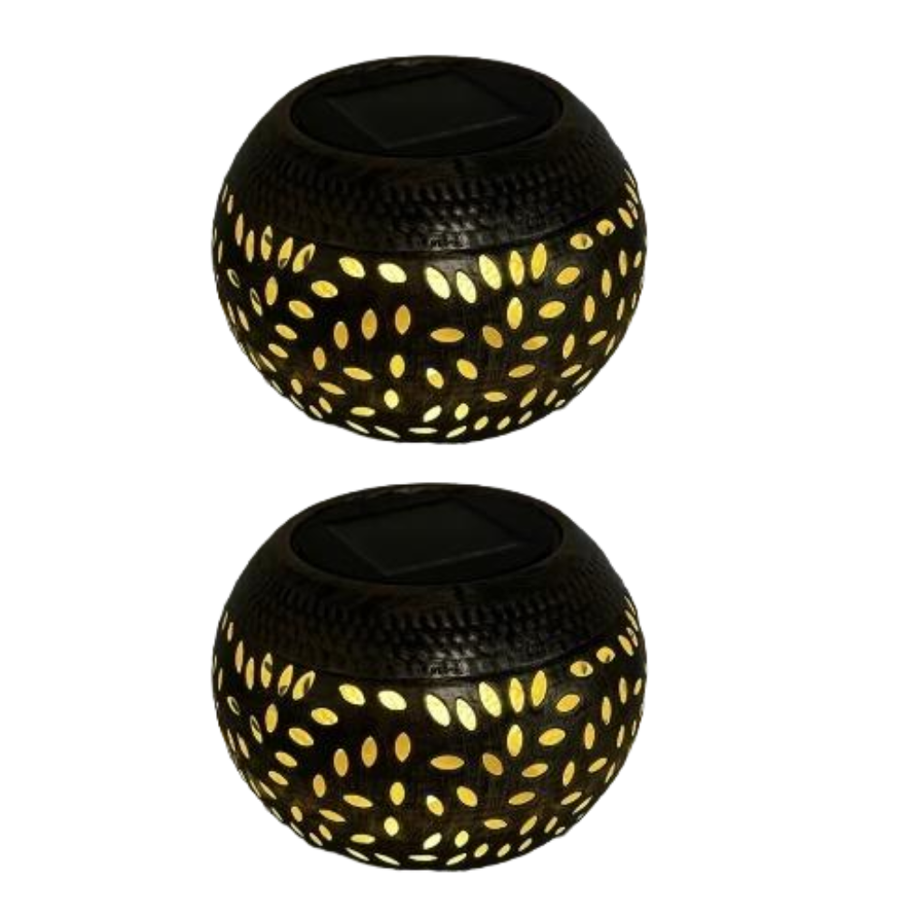 Portable Solar Table Lights - Outdoor LED Lantern with Hollow Pattern, Decorative Waterproof Garden Patio Lamp