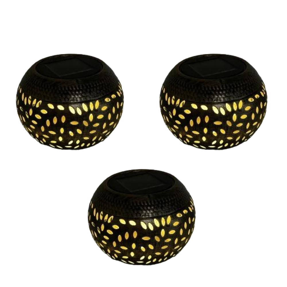 Portable Solar Table Lights - Outdoor LED Lantern with Hollow Pattern, Decorative Waterproof Garden Patio Lamp