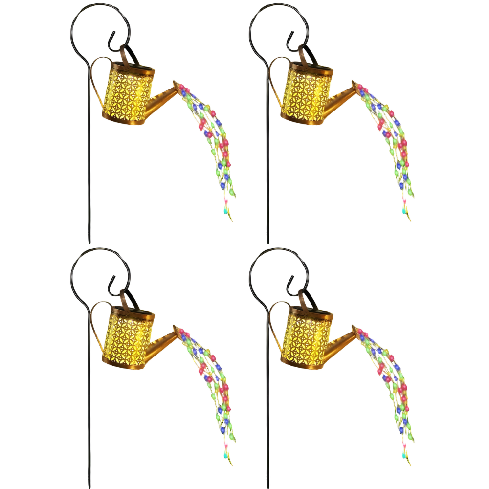 Metal Solar Watering Can Lanterns with Hooks | Waterproof LED Lights Outdoor Garden Decorative Lamps