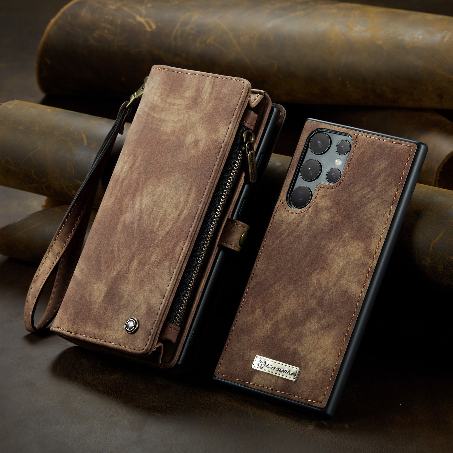 Detachable (2-in-1) Zipper Galaxy Wallet Leather Case