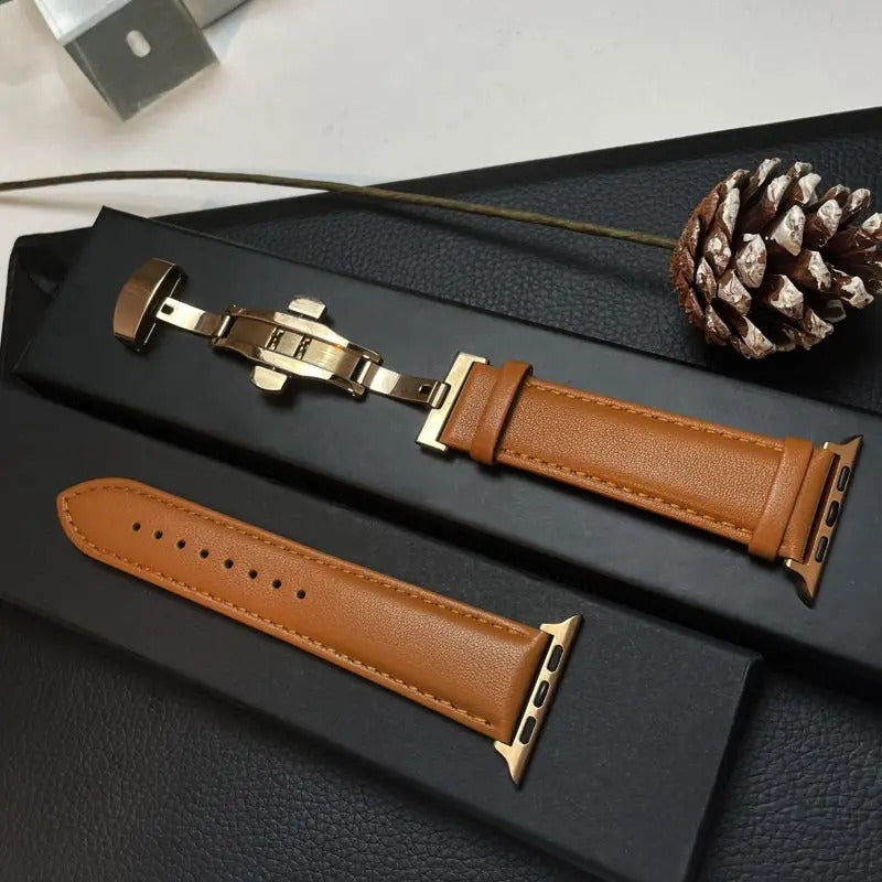 Gleam & Glow - Genuine Leather Apple Watch Band - Compatible with 40-49mm