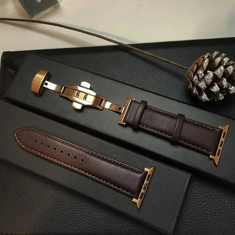 Gleam & Glow - Genuine Leather Apple Watch Band - Compatible with 40-49mm