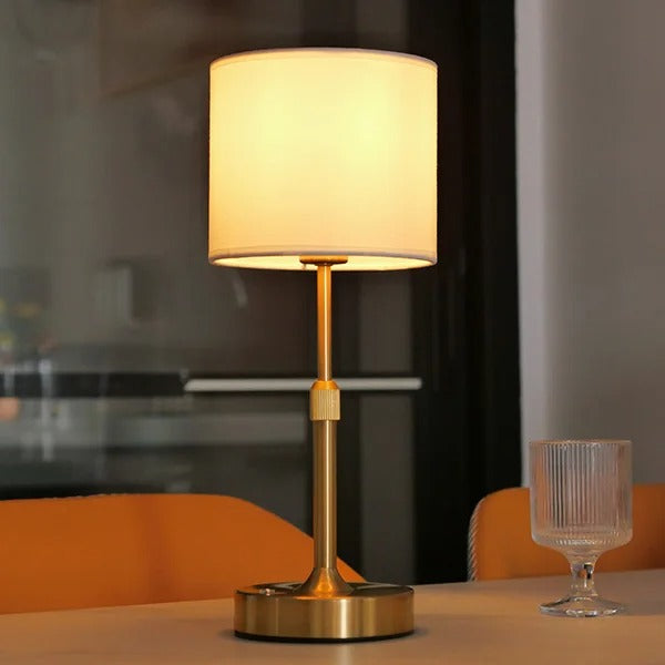 Modern Aluminum Touch Sensor Table Lamp, Rechargeable Desk Light - Replaceable E12 Bulb