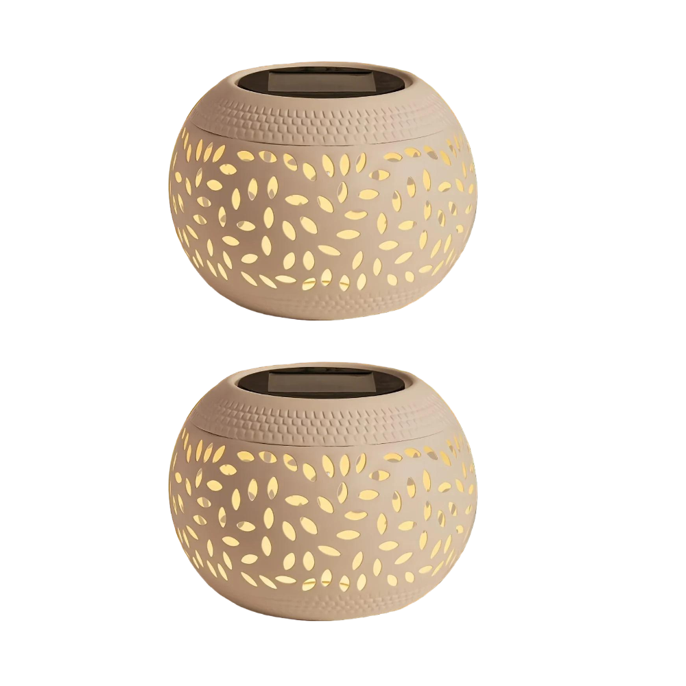 Portable Solar Table Lights - Outdoor LED Lantern with Hollow Pattern, Decorative Waterproof Garden Patio Lamp