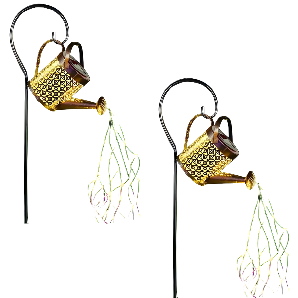 Metal Solar Watering Can Lanterns with Hooks | Waterproof LED Lights Outdoor Garden Decorative Lamps
