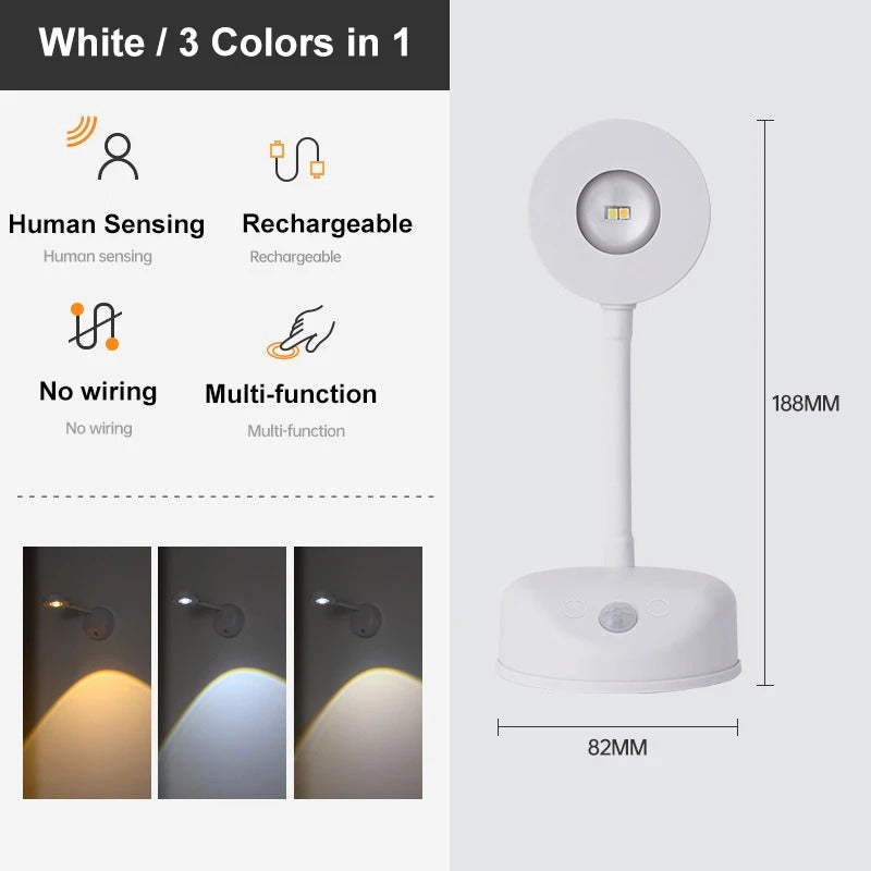 USB Rechargeable Wireless Wall Light - Rotatable Dimmable LED Spotlight with Motion Sensor for Lighting Paintings, Pictures