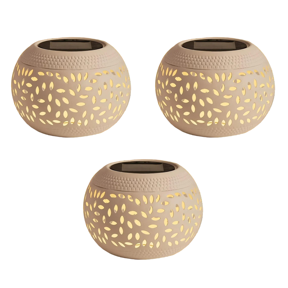 Portable Solar Table Lights - Outdoor LED Lantern with Hollow Pattern, Decorative Waterproof Garden Patio Lamp