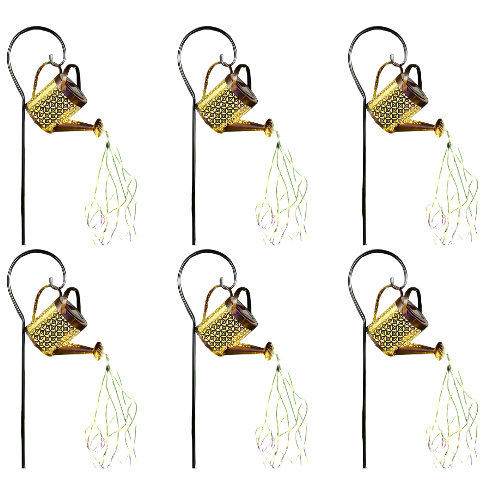 Metal Solar Watering Can Lanterns with Hooks | Waterproof LED Lights Outdoor Garden Decorative Lamps
