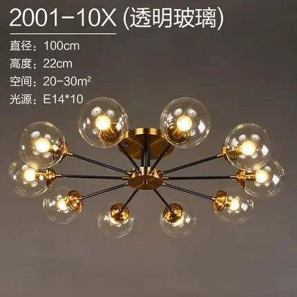 LumiStyle - Modern LED Glass Ball Pendant Light Gold Retro Ceiling Fixture
