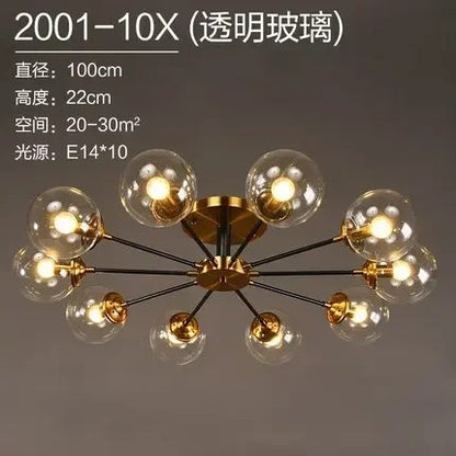 LumiStyle - Modern LED Glass Ball Pendant Light Gold Retro Ceiling Fixture