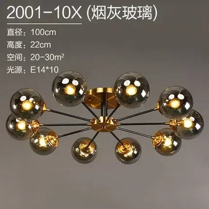LumiStyle - Modern LED Glass Ball Pendant Light Gold Retro Ceiling Fixture