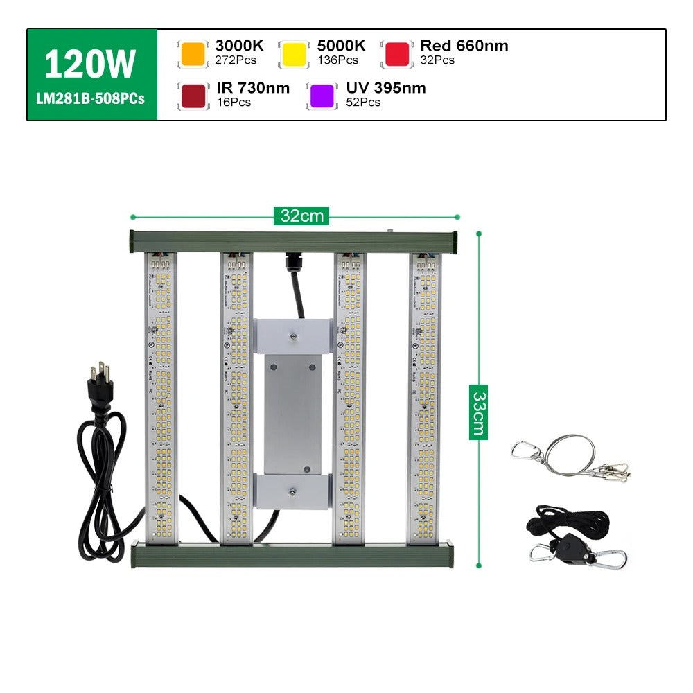 Indoor Plant Grow Light - 120W/200W Dimmable Full Spectrum LED with High PPFD