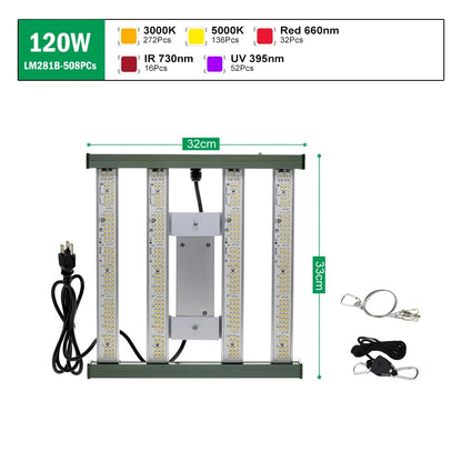 Indoor Plant Grow Light - 120W/200W Dimmable Full Spectrum LED with High PPFD