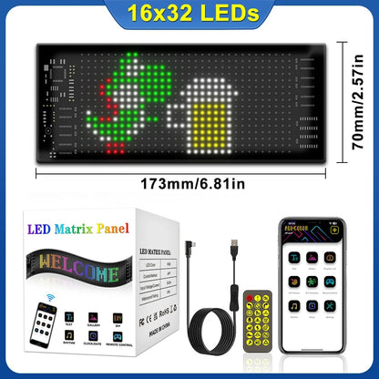 Customizable Car LED Sign - Flexible RGB Display with Bluetooth App Control, DIY Programmable Message Screen