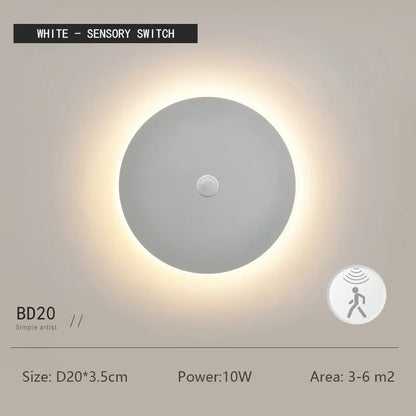 ZenithGlow Round LED Wall Lamp with Touch Sensor and Dimmable Light