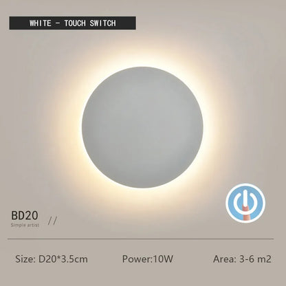 ZenithGlow Round LED Wall Lamp with Touch Sensor and Dimmable Light