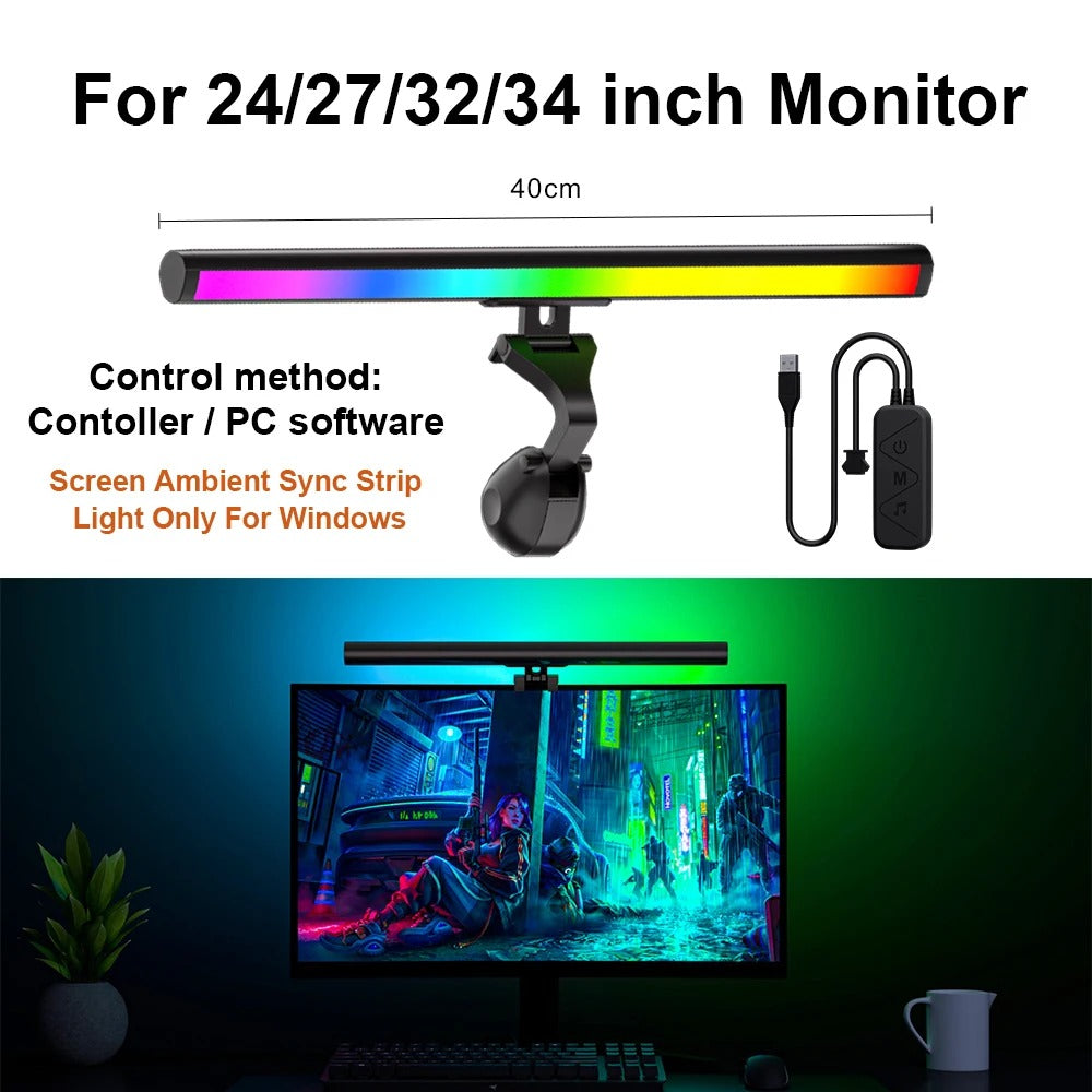 GlowSync Smart RGB Monitor Backlight Strip - Immersive Gaming & TV Experience