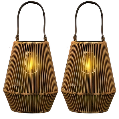 Decorative Outdoor Solar Lamps Portable | Woven Lantern Style LED Light for Table & Hanging