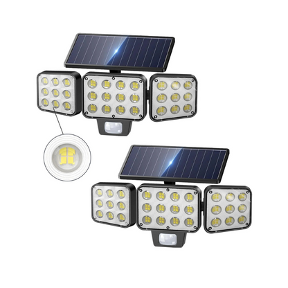 Ultra Bright 3000LM Solar Security Lights, 3-Head Motion Sensor Outdoor LED Floodlight