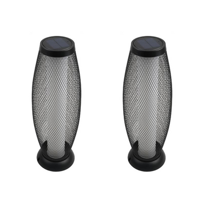 Modern Solar Floor Lamp, Metal Wire Shade, LED Modern Outdoor Flickering Lantern - Weather Resistant Garden Light