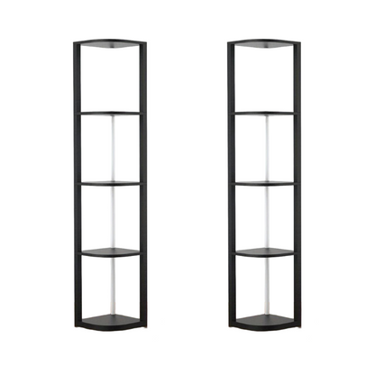 64" Corner Shelf with RGB LED Lights, Modern Tall Bookshelf Display Cabinet Remote Control for Living Room Bedroom